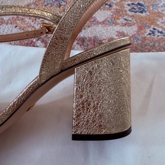 Gucci Marmont Gold Metallic Leather Sandals Size 38 (US 7.5-8) - Picture 6 of 8
